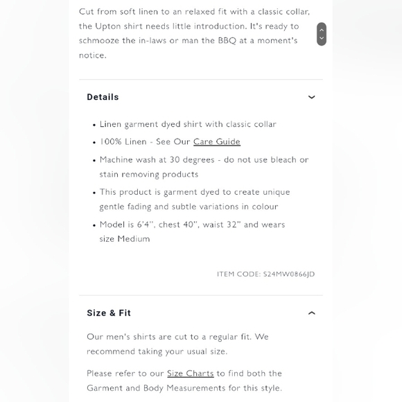 Beaufort & Blake Men's Upton Jade Garmet Dye Linen Shirt - Picture 10 of 12